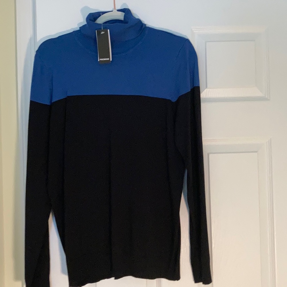 Lovely cobalt and black turtleneck